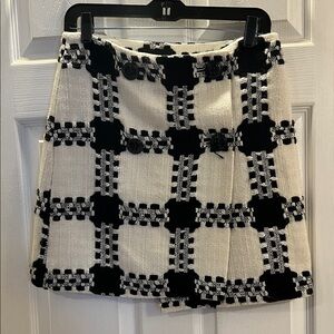 Focus 2000 Black and Off White Patterned Mini Skirt with Big Buttons